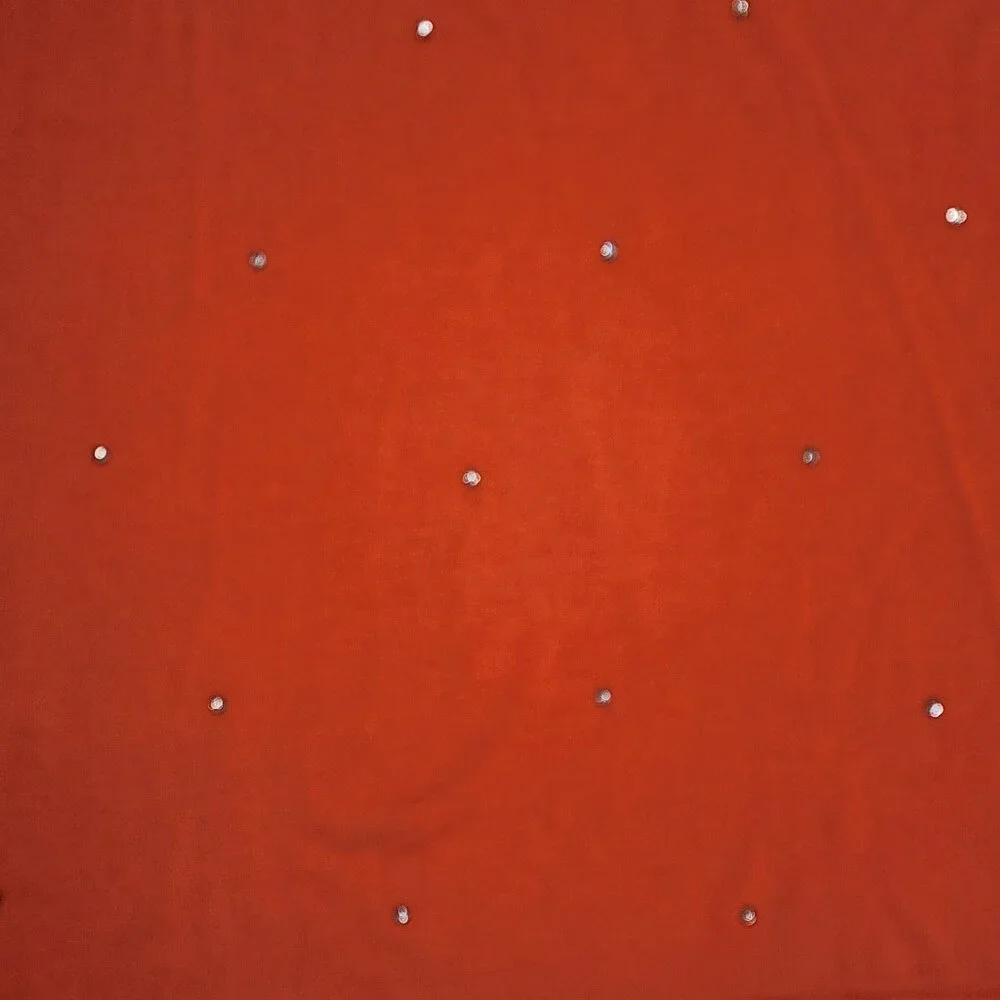 The Quacker Factory 1X Silk Cotton Orange Studded Sweater Top Square Neck Short